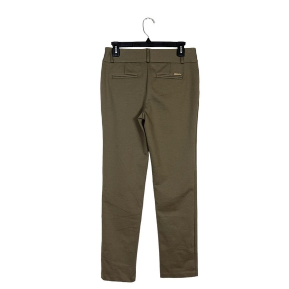 Michael Kors Olive Green Dress Pants Flat Front Cropped Stretch Career Size 4 - Picture 4 of 6